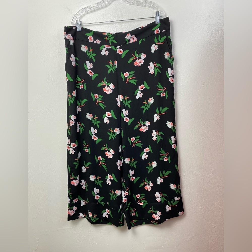 Halogen Wide Leg Floral Cropped Boho Pockets Summer Vacation Pants Plus size 1X